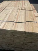 1" x 1" square wood nursery stakes milled from Douglas Fir in a pallet